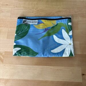 Floral Blue Cosmetic Bag made in Hawaii